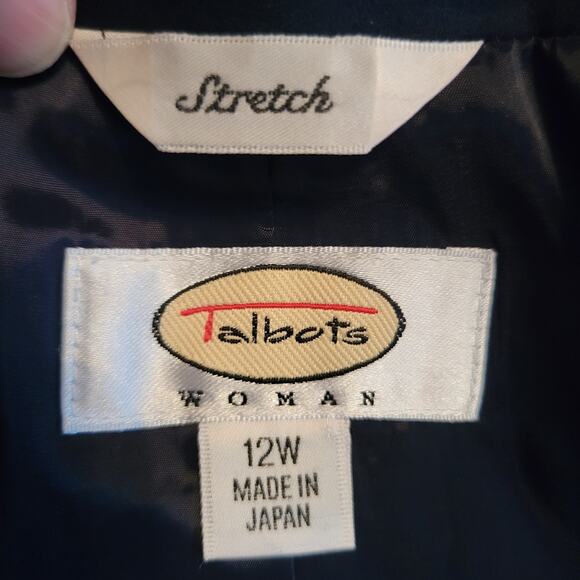 Talbots Woman Navy Sleeveless 2 Pc. Pant Suit 4 button Vest Stretch 12 W Pant 32 - Picture 2 of 11